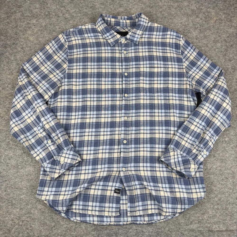 Rails Wyatt Button Up Shirt Long Sleeve Navy Sorghum Oxford Mens Large L